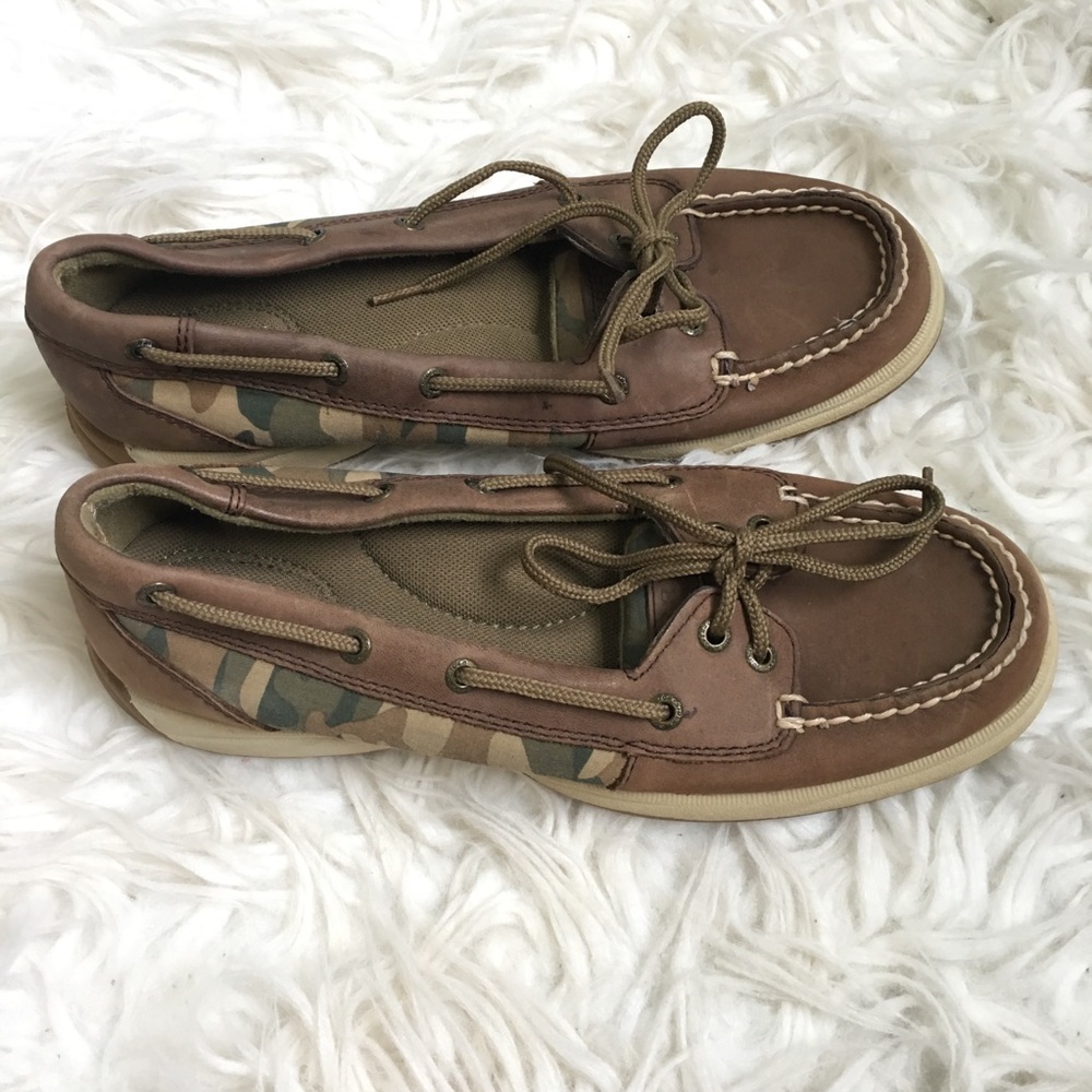 Sperry Top Sider Women’s Camo Boat Shoes Sz 8